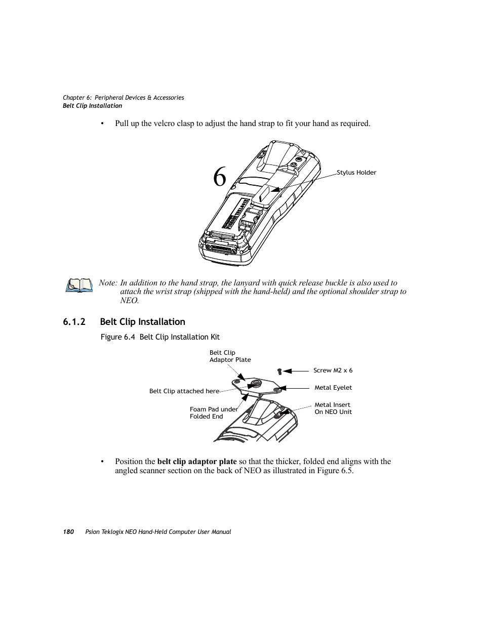 2 belt clip installation, Belt clip installation | Psion Teklogix NEO PX750 User Manual | Page 192 / 238