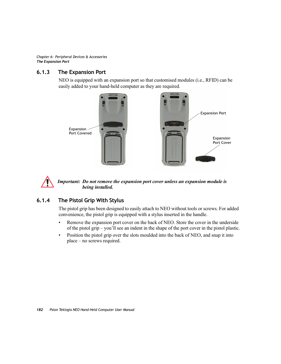 3 the expansion port, 4 the pistol grip with stylus, The expansion port | The pistol grip with stylus | Psion Teklogix NEO PX750 User Manual | Page 194 / 238