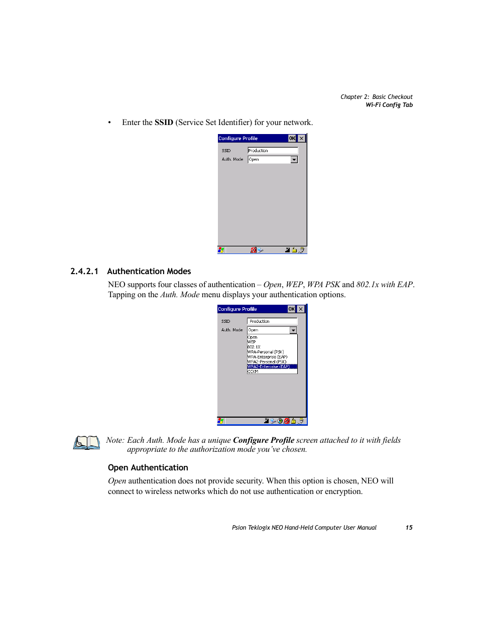 1 authentication modes, Authentication modes | Psion Teklogix NEO PX750 User Manual | Page 27 / 238