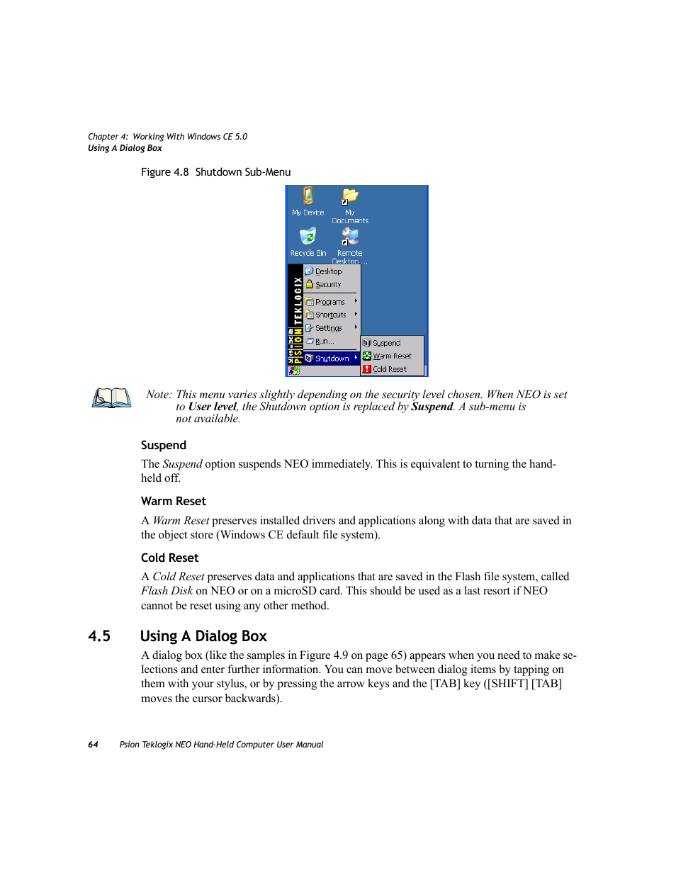 5 using a dialog box, Using a dialog box | Psion Teklogix NEO PX750 User Manual | Page 76 / 238