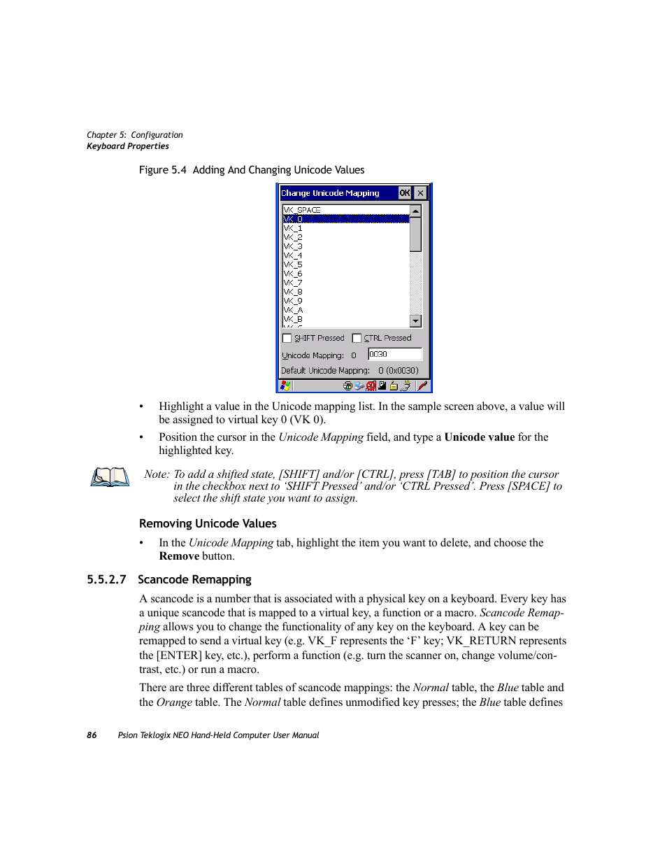 7 scancode remapping, Scancode remapping | Psion Teklogix NEO PX750 User Manual | Page 98 / 238