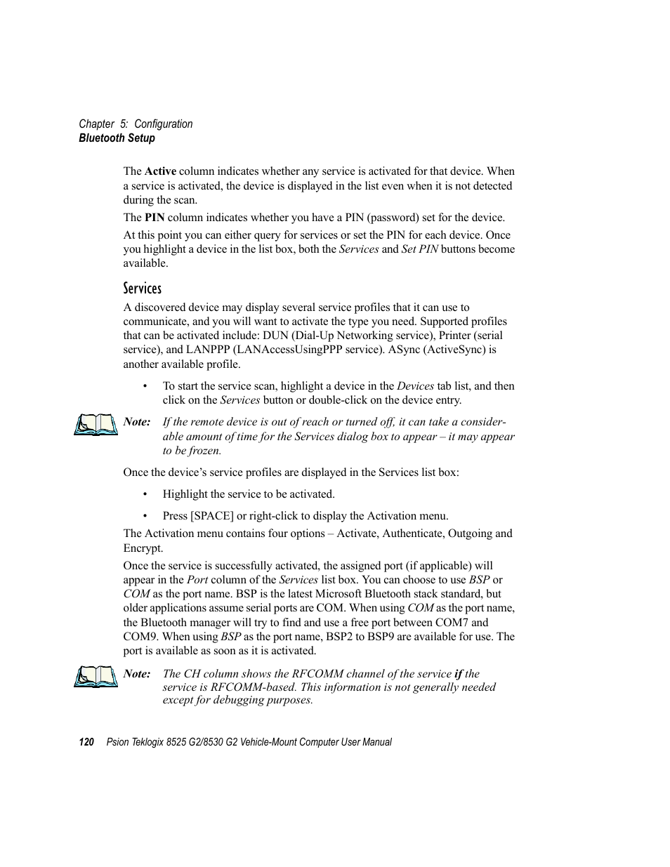 Services | Psion Teklogix Vehicle-Mount Computer 8525 G2 User Manual | Page 144 / 230