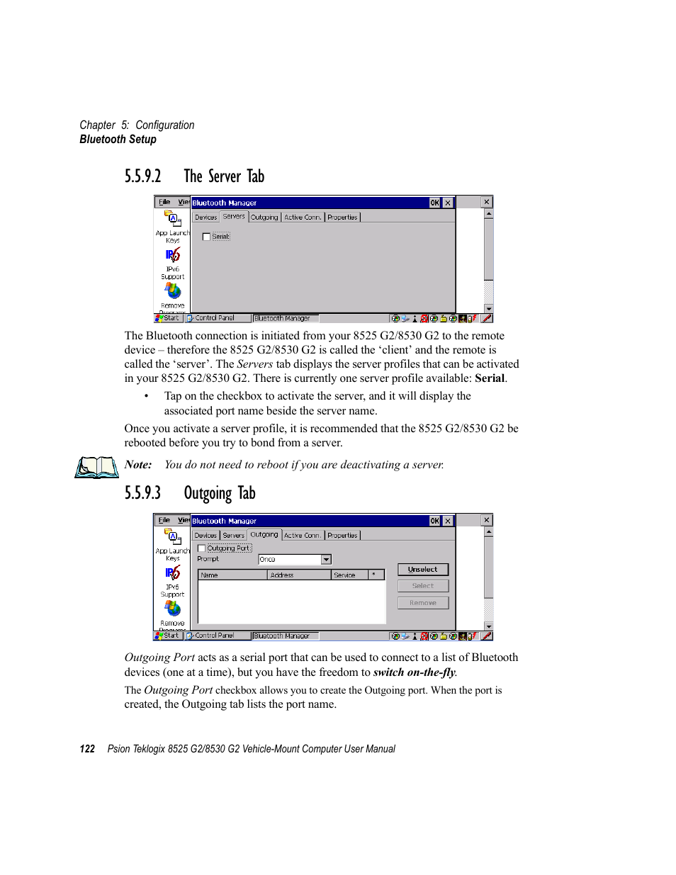 2 the server tab, 3 outgoing tab, 2 the server tab 5.5.9.3 outgoing tab | Psion Teklogix Vehicle-Mount Computer 8525 G2 User Manual | Page 146 / 230