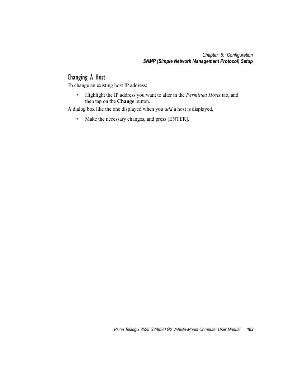 Changing a host | Psion Teklogix Vehicle-Mount Computer 8525 G2 User Manual | Page 187 / 230