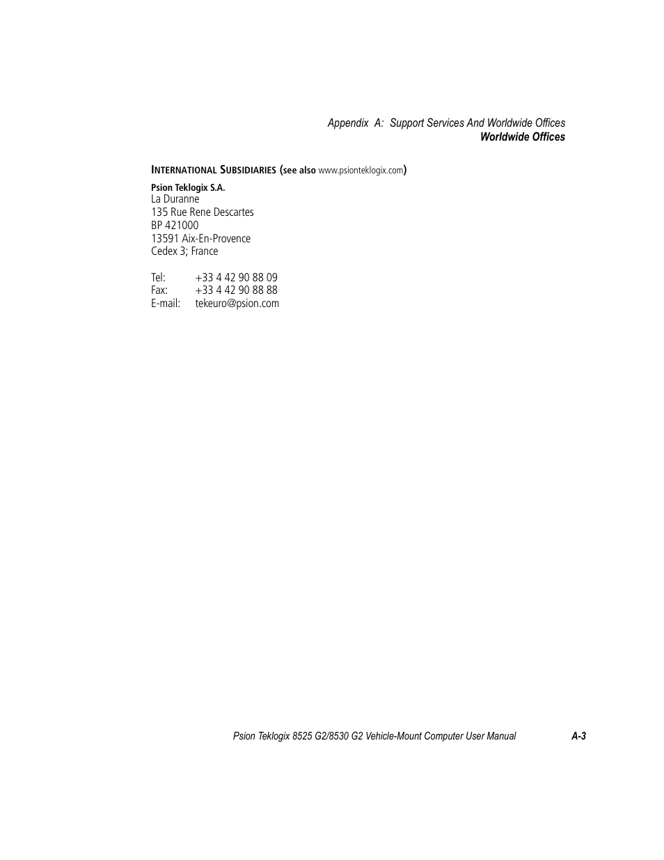 Psion Teklogix Vehicle-Mount Computer 8525 G2 User Manual | Page 213 / 230