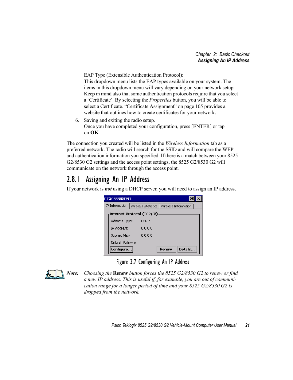 1 assigning an ip address | Psion Teklogix Vehicle-Mount Computer 8525 G2 User Manual | Page 45 / 230