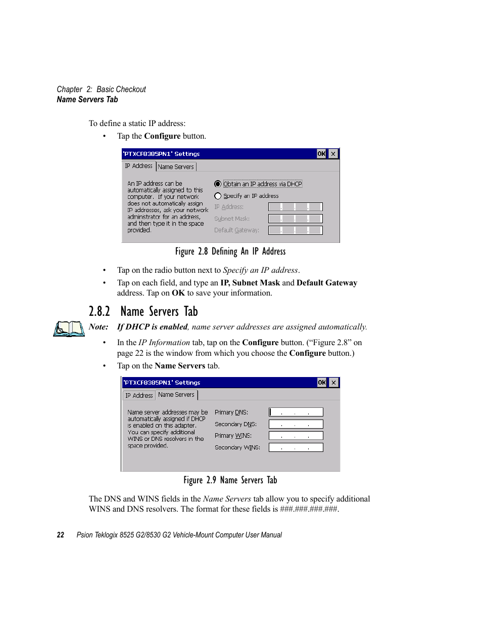 2 name servers tab | Psion Teklogix Vehicle-Mount Computer 8525 G2 User Manual | Page 46 / 230