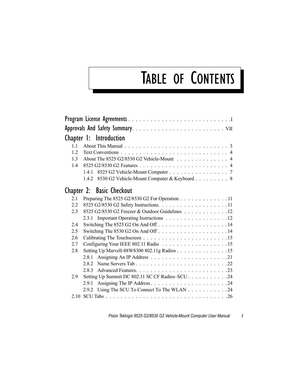 Psion Teklogix Vehicle-Mount Computer 8525 G2 User Manual | Page 7 / 230