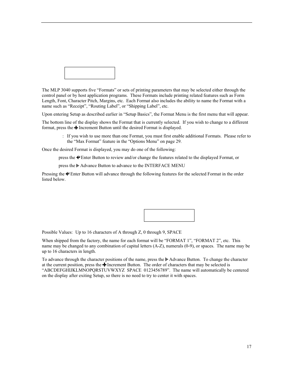 Format menu | Psion Teklogix MLP 3040 Series User Manual | Page 23 / 65