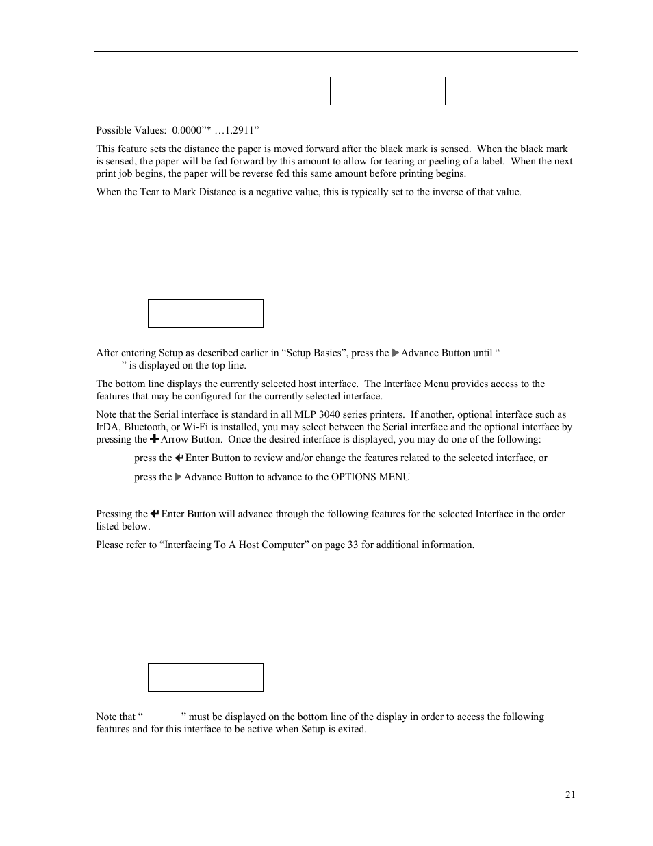 Interface menu, Serial interface | Psion Teklogix MLP 3040 Series User Manual | Page 27 / 65