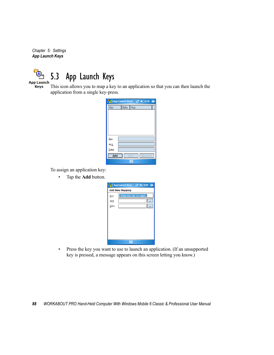 3 app launch keys | Psion Teklogix ISO 9001 User Manual | Page 106 / 360