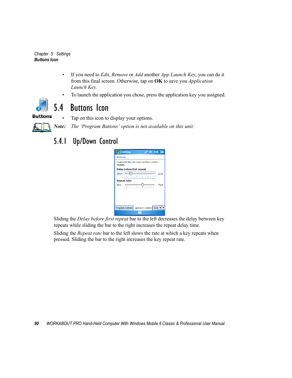 4 buttons icon, 1 up/down control | Psion Teklogix ISO 9001 User Manual | Page 108 / 360