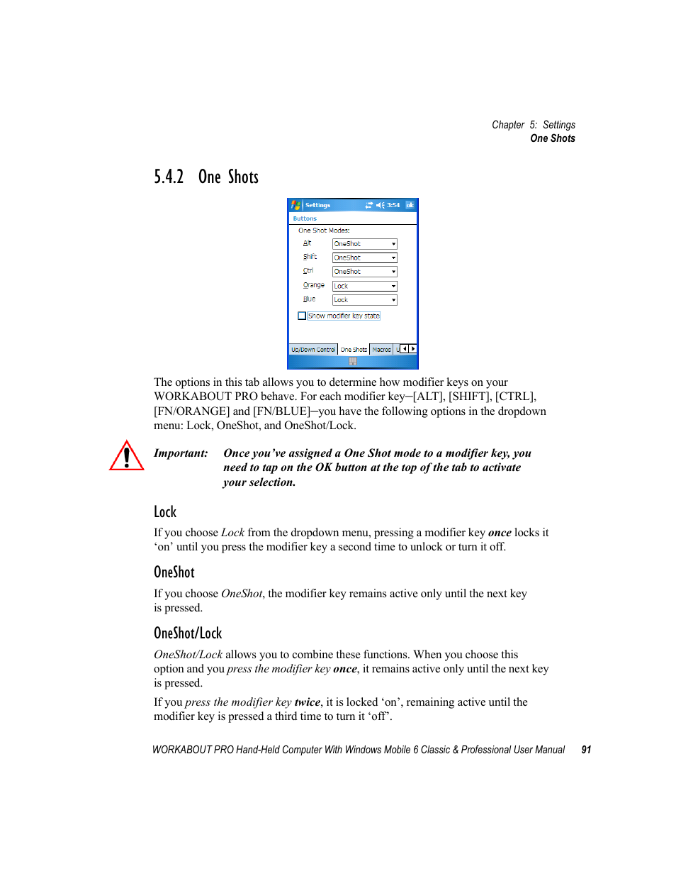 2 one shots, Lock, Oneshot | Oneshot/lock | Psion Teklogix ISO 9001 User Manual | Page 109 / 360