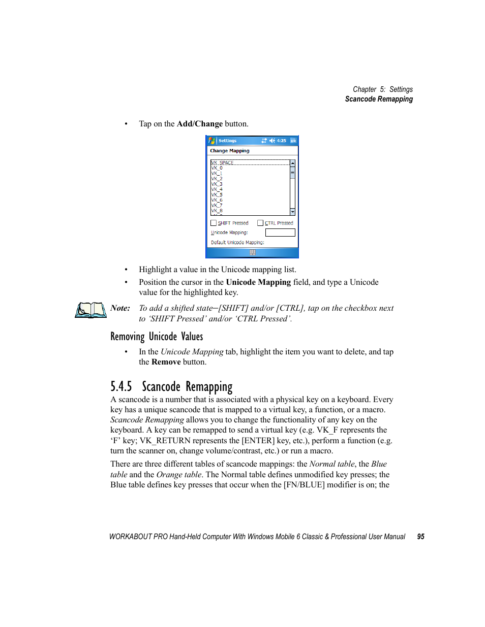 5 scancode remapping, Removing unicode values | Psion Teklogix ISO 9001 User Manual | Page 113 / 360