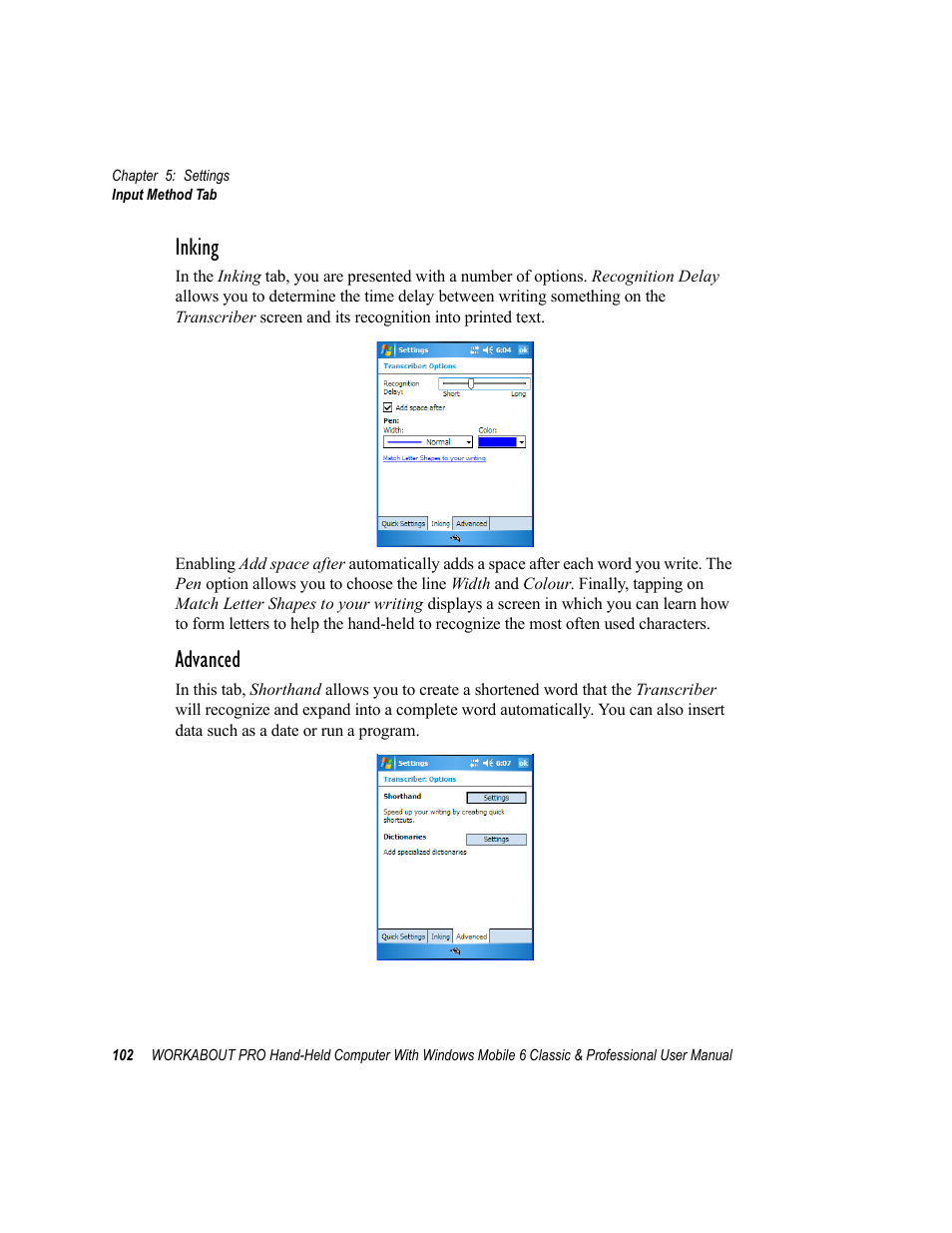 Inking, Advanced | Psion Teklogix ISO 9001 User Manual | Page 120 / 360