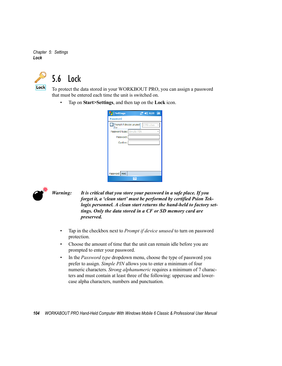 6 lock | Psion Teklogix ISO 9001 User Manual | Page 122 / 360