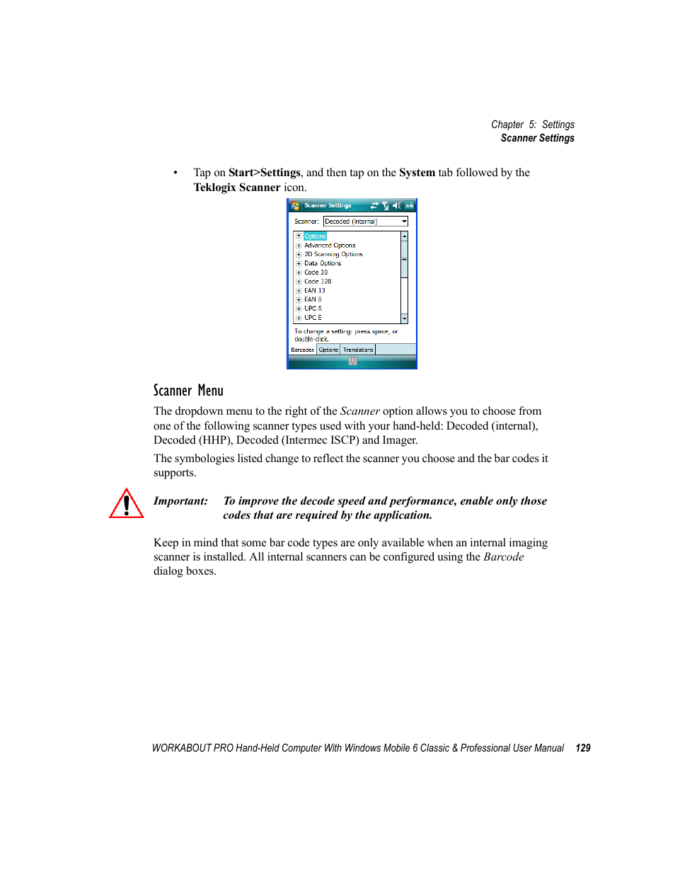 Scanner menu | Psion Teklogix ISO 9001 User Manual | Page 147 / 360