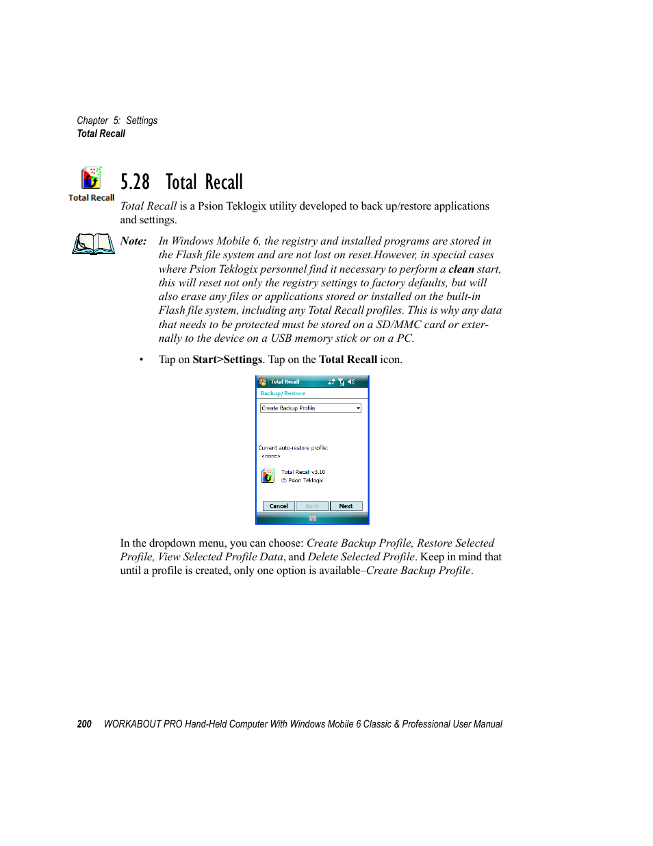 28 total recall | Psion Teklogix ISO 9001 User Manual | Page 218 / 360