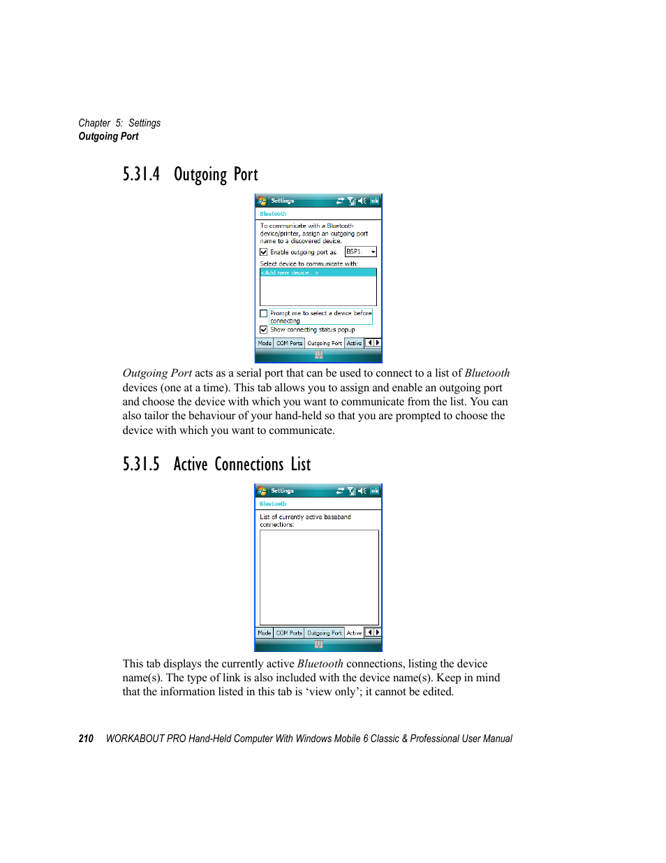 4 outgoing port, 5 active connections list, 4 outgoing port 5.31.5 active connections list | Psion Teklogix ISO 9001 User Manual | Page 228 / 360