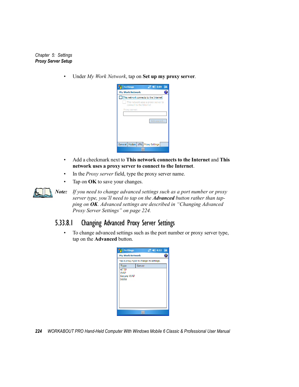 1 changing advanced proxy server settings | Psion Teklogix ISO 9001 User Manual | Page 242 / 360