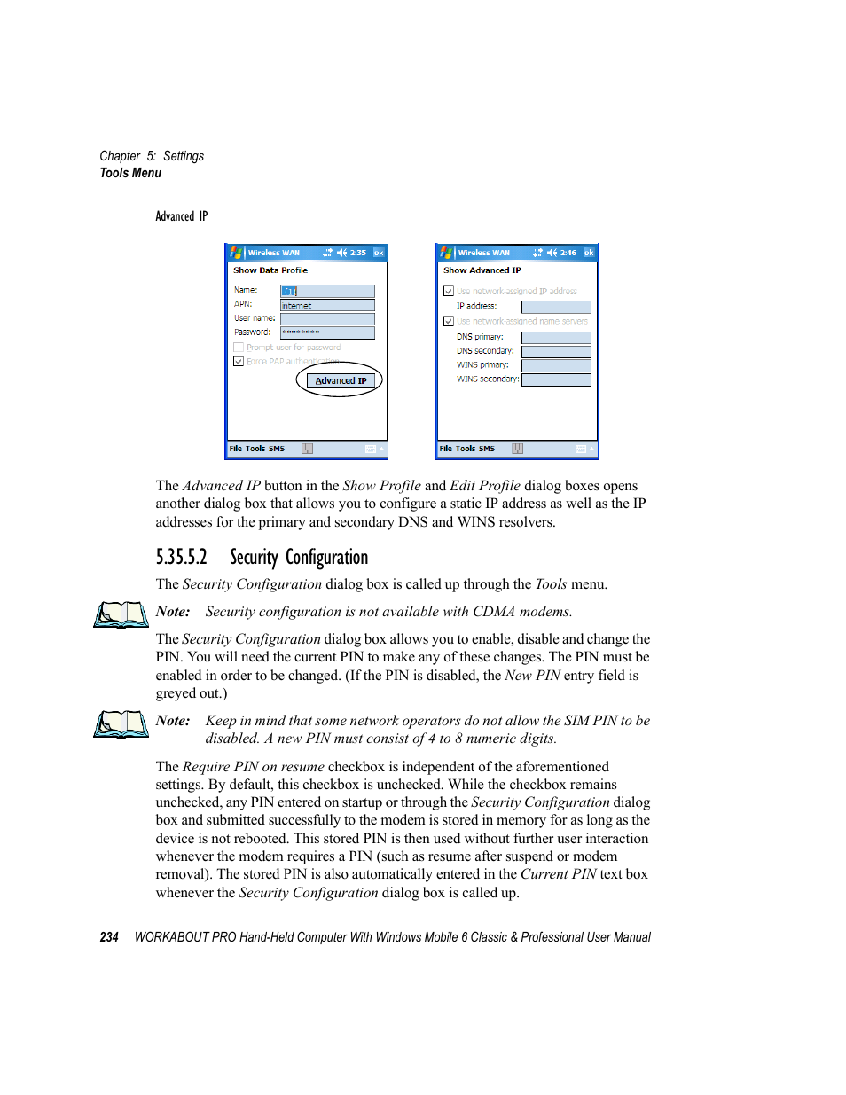 2 security configuration | Psion Teklogix ISO 9001 User Manual | Page 252 / 360