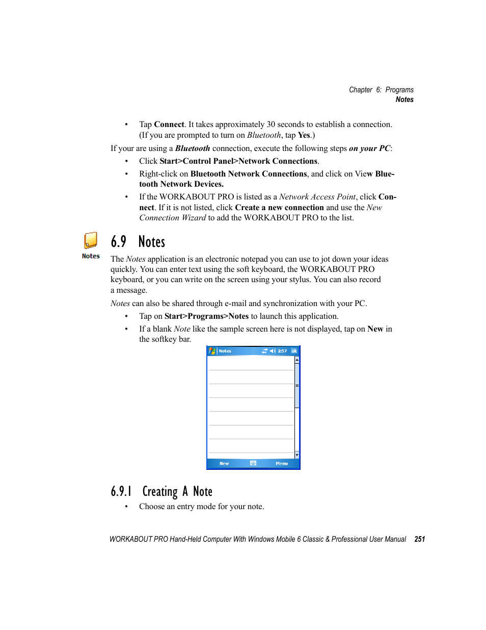 9 notes, 1 creating a note | Psion Teklogix ISO 9001 User Manual | Page 269 / 360