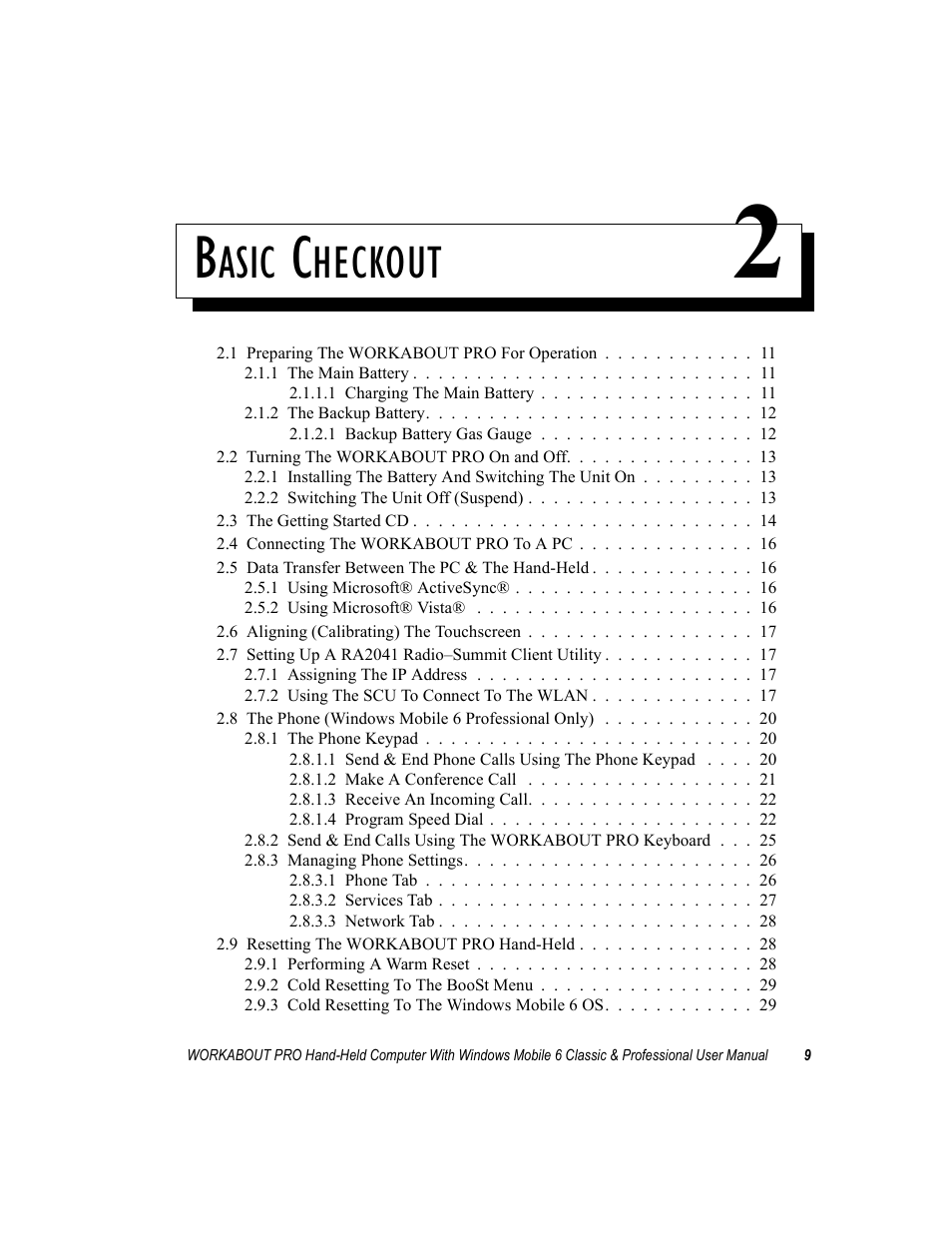 Basic checkout 2, Chapter 2: basic checkout, Asic | Heckout | Psion Teklogix ISO 9001 User Manual | Page 27 / 360