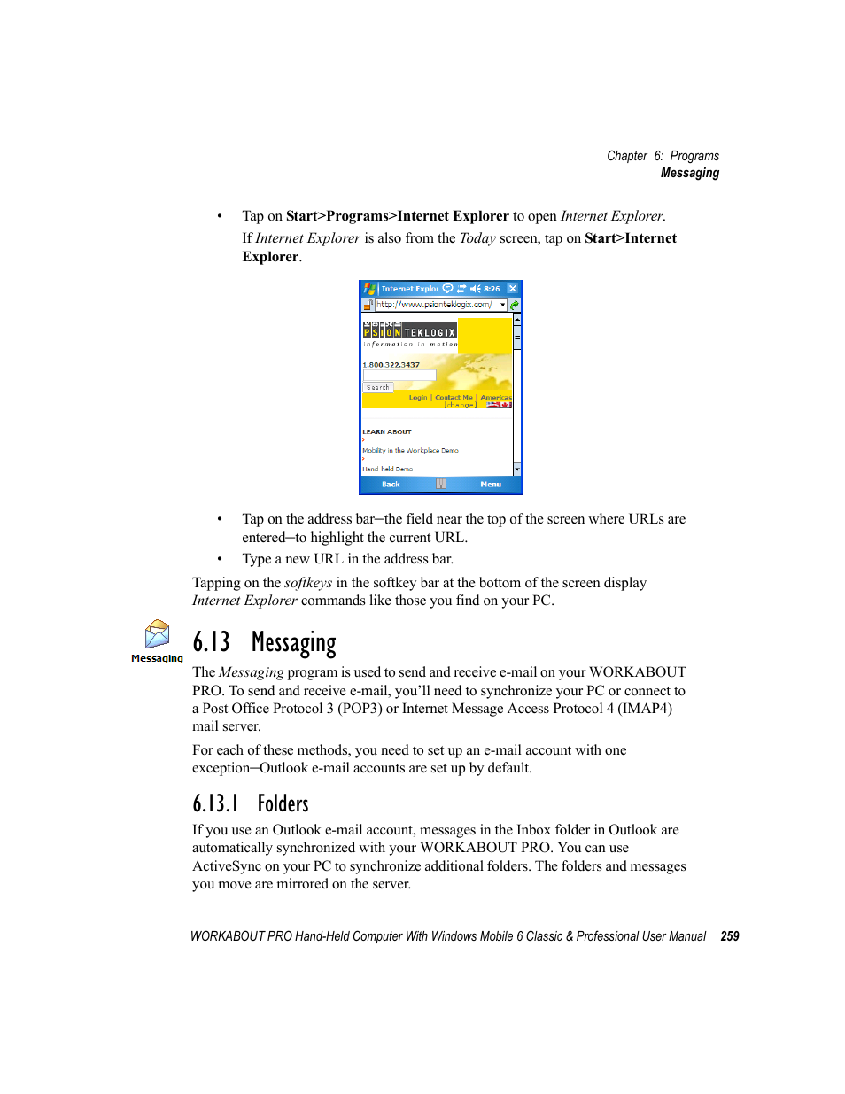 13 messaging, 1 folders | Psion Teklogix ISO 9001 User Manual | Page 277 / 360