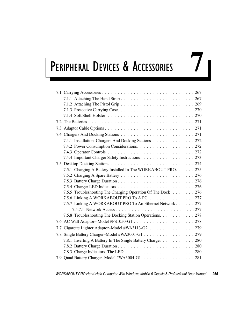 Peripheral devices & accessories 7, Chapter 7: peripheral devices & accessories, Eripheral | Evices, Ccessories | Psion Teklogix ISO 9001 User Manual | Page 283 / 360