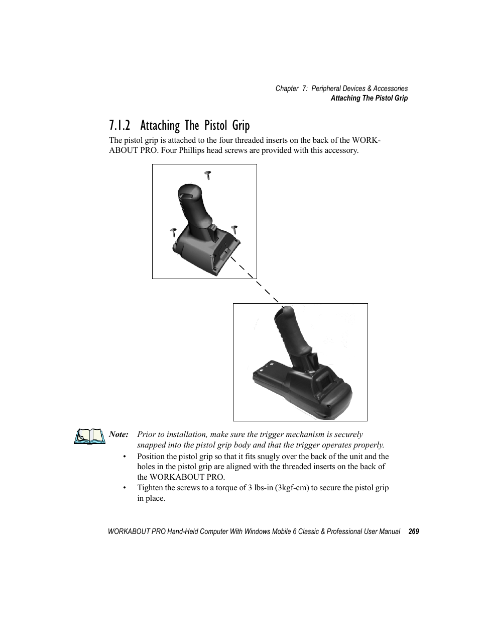 2 attaching the pistol grip | Psion Teklogix ISO 9001 User Manual | Page 287 / 360