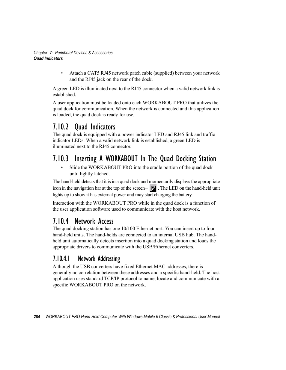 2 quad indicators, 4 network access, 1 network addressing | Psion Teklogix ISO 9001 User Manual | Page 302 / 360