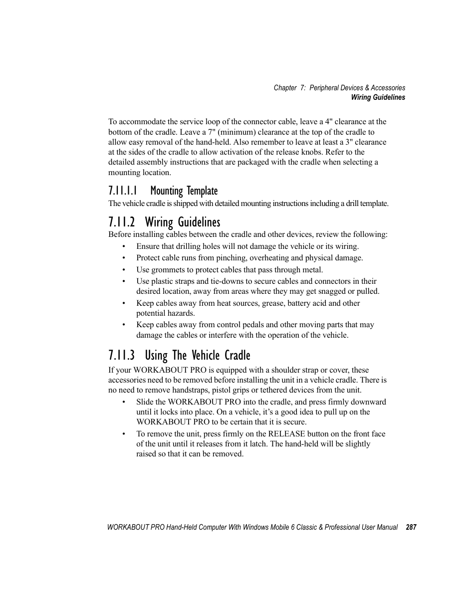 1 mounting template, 2 wiring guidelines, 3 using the vehicle cradle | Psion Teklogix ISO 9001 User Manual | Page 305 / 360