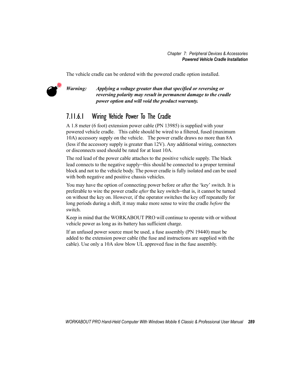 1 wiring vehicle power to the cradle | Psion Teklogix ISO 9001 User Manual | Page 307 / 360