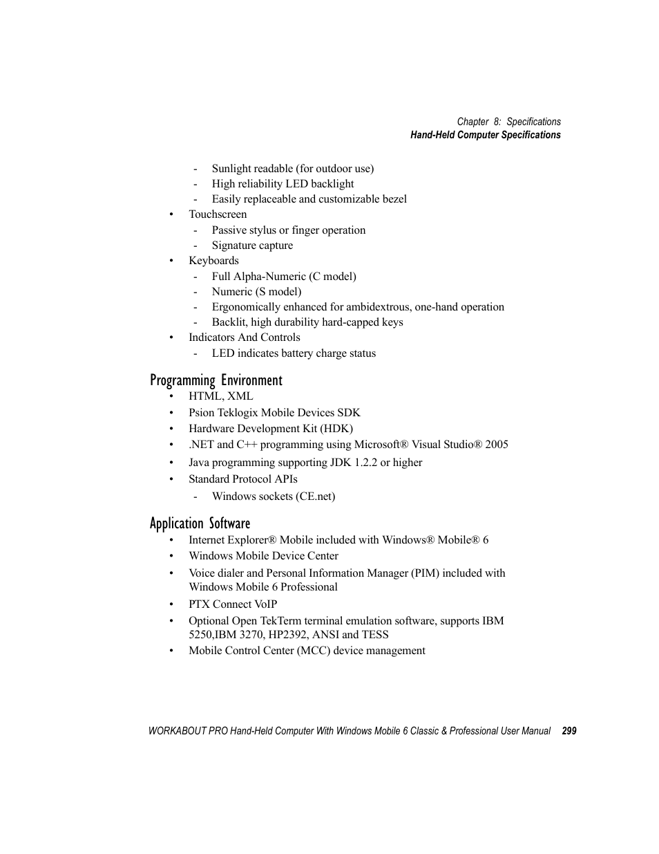 Programming environment, Application software | Psion Teklogix ISO 9001 User Manual | Page 317 / 360