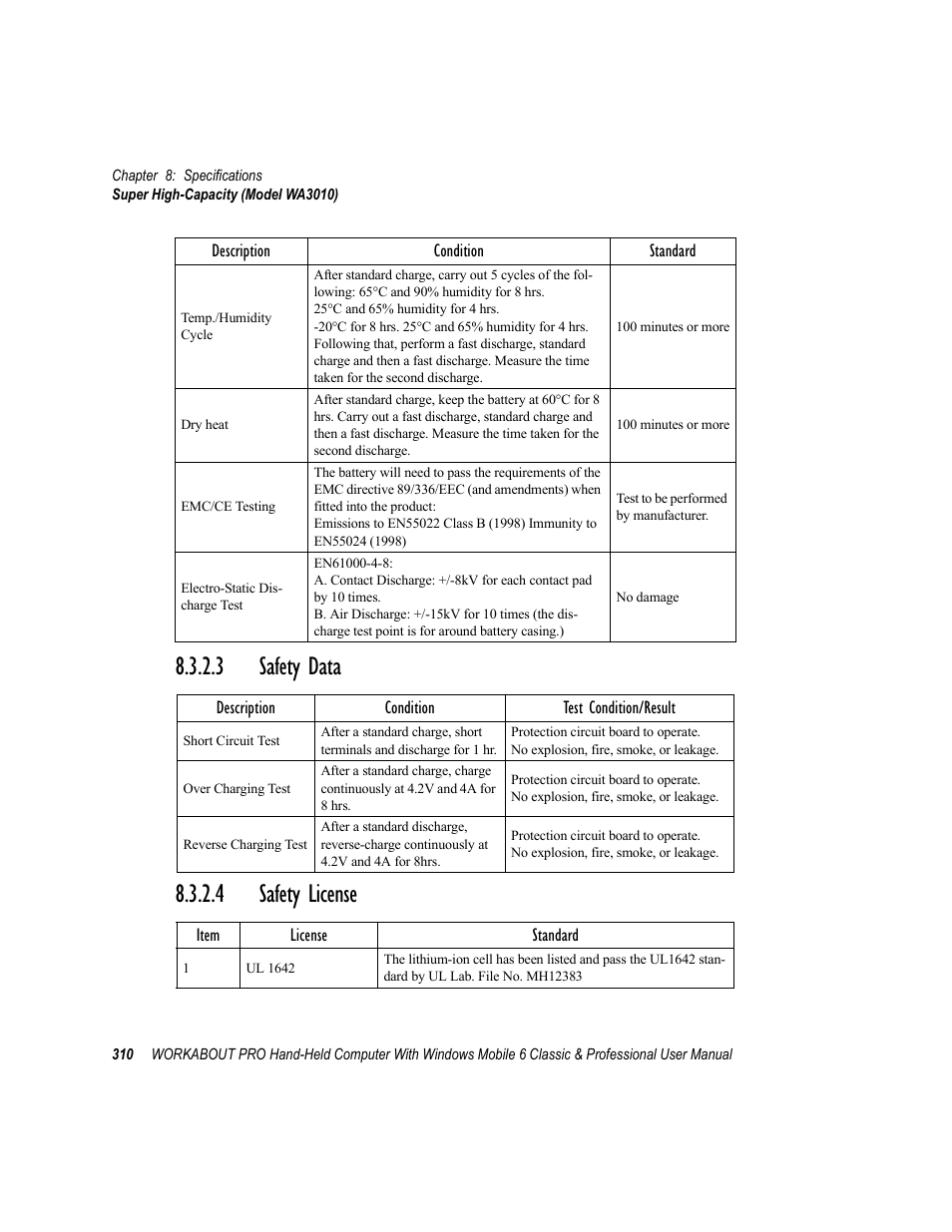 3 safety data, 4 safety license, Safety data | Safety license, 3 safety data 8.3.2.4 safety license | Psion Teklogix ISO 9001 User Manual | Page 328 / 360