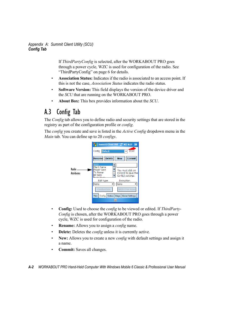 A.3 config tab, O “config tab” i | Psion Teklogix ISO 9001 User Manual | Page 338 / 360