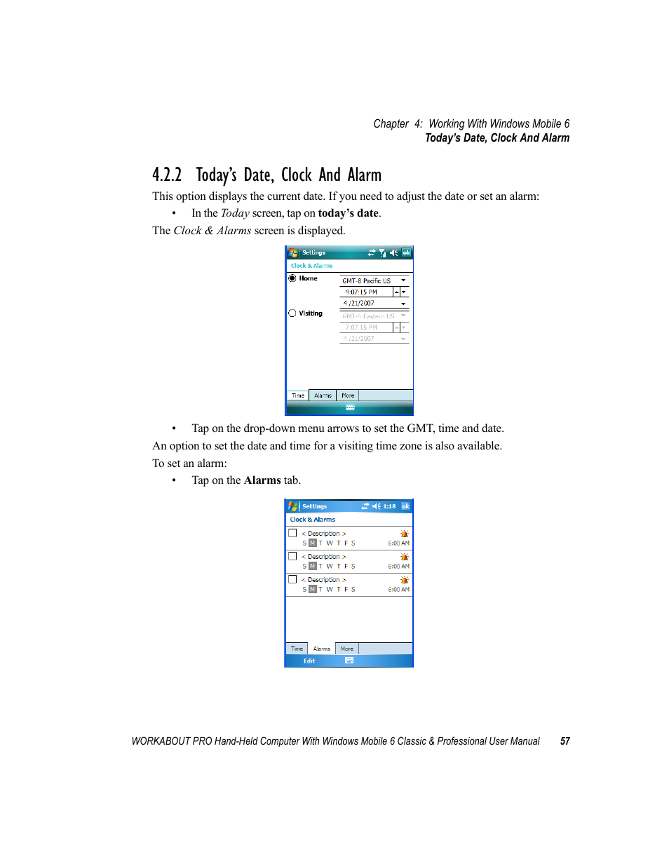 2 today’s date, clock and alarm | Psion Teklogix ISO 9001 User Manual | Page 75 / 360