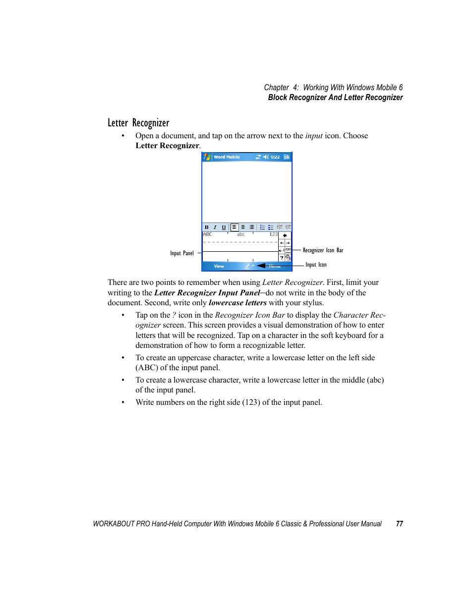 Letter recognizer | Psion Teklogix ISO 9001 User Manual | Page 95 / 360