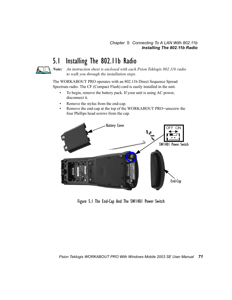 1 installing the 802.11b radio | Psion Teklogix Schnellstart- Anleitung 7525 User Manual | Page 101 / 364