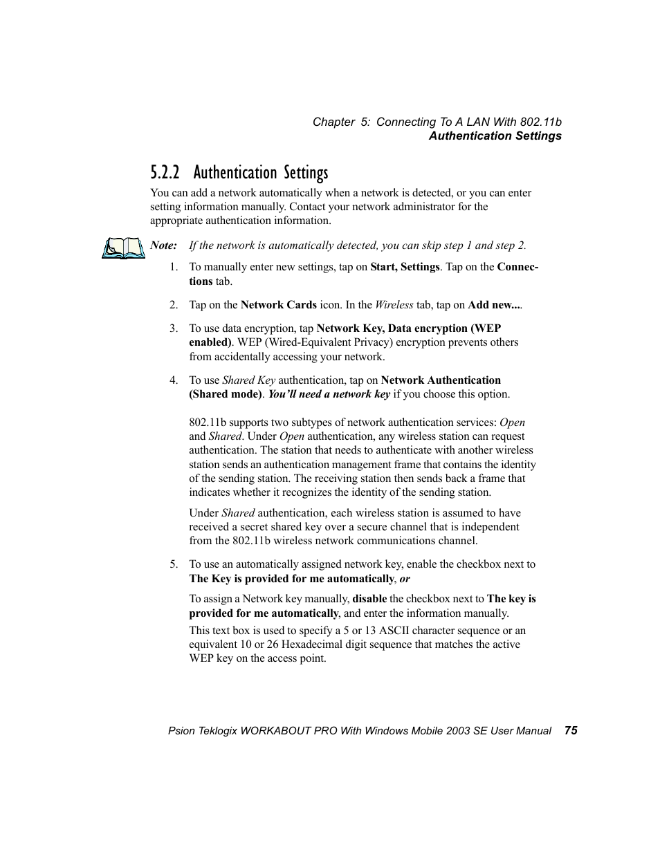 2 authentication settings | Psion Teklogix Schnellstart- Anleitung 7525 User Manual | Page 105 / 364