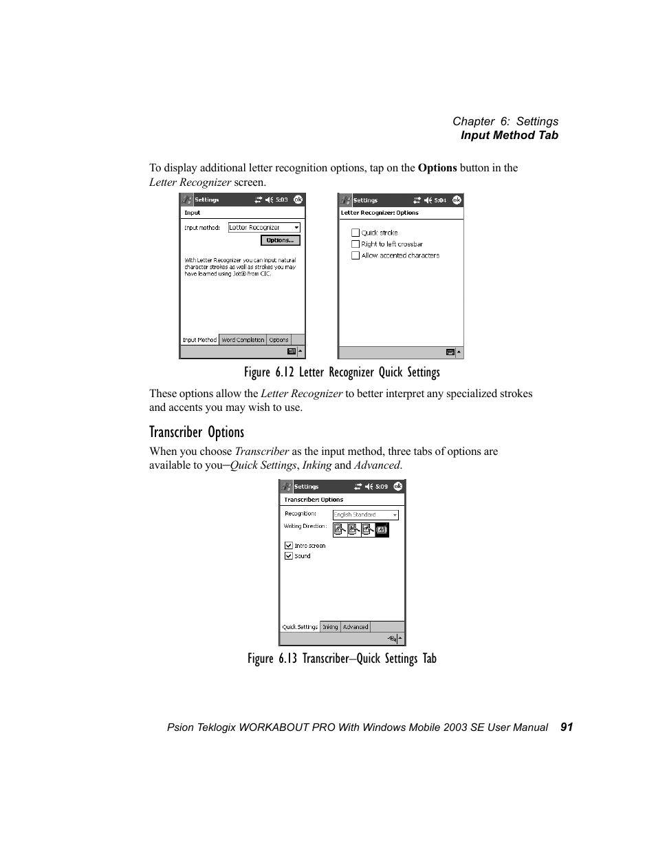 Transcriber options | Psion Teklogix Schnellstart- Anleitung 7525 User Manual | Page 121 / 364