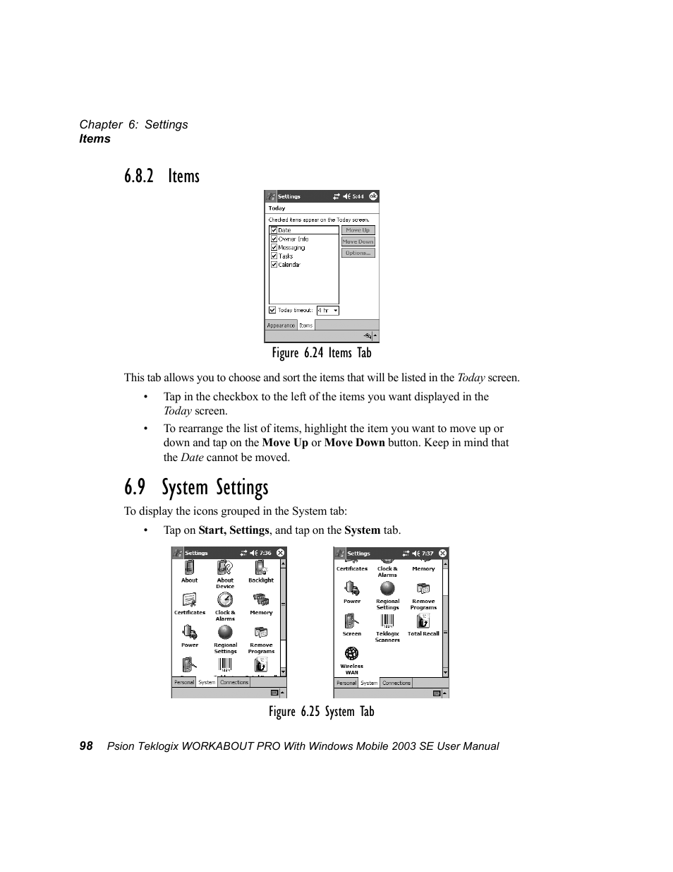 2 items, 9 system settings | Psion Teklogix Schnellstart- Anleitung 7525 User Manual | Page 128 / 364