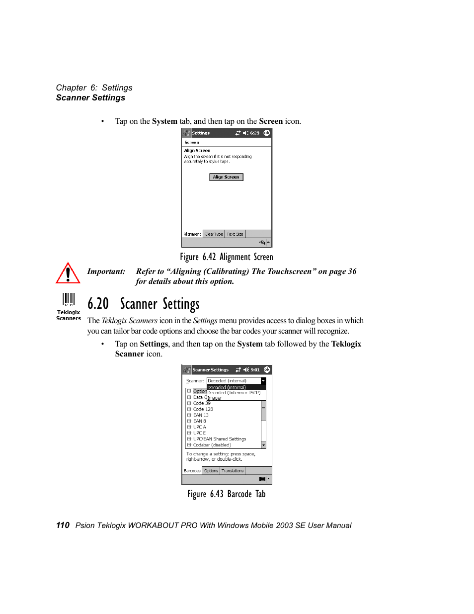 20 scanner settings | Psion Teklogix Schnellstart- Anleitung 7525 User Manual | Page 140 / 364