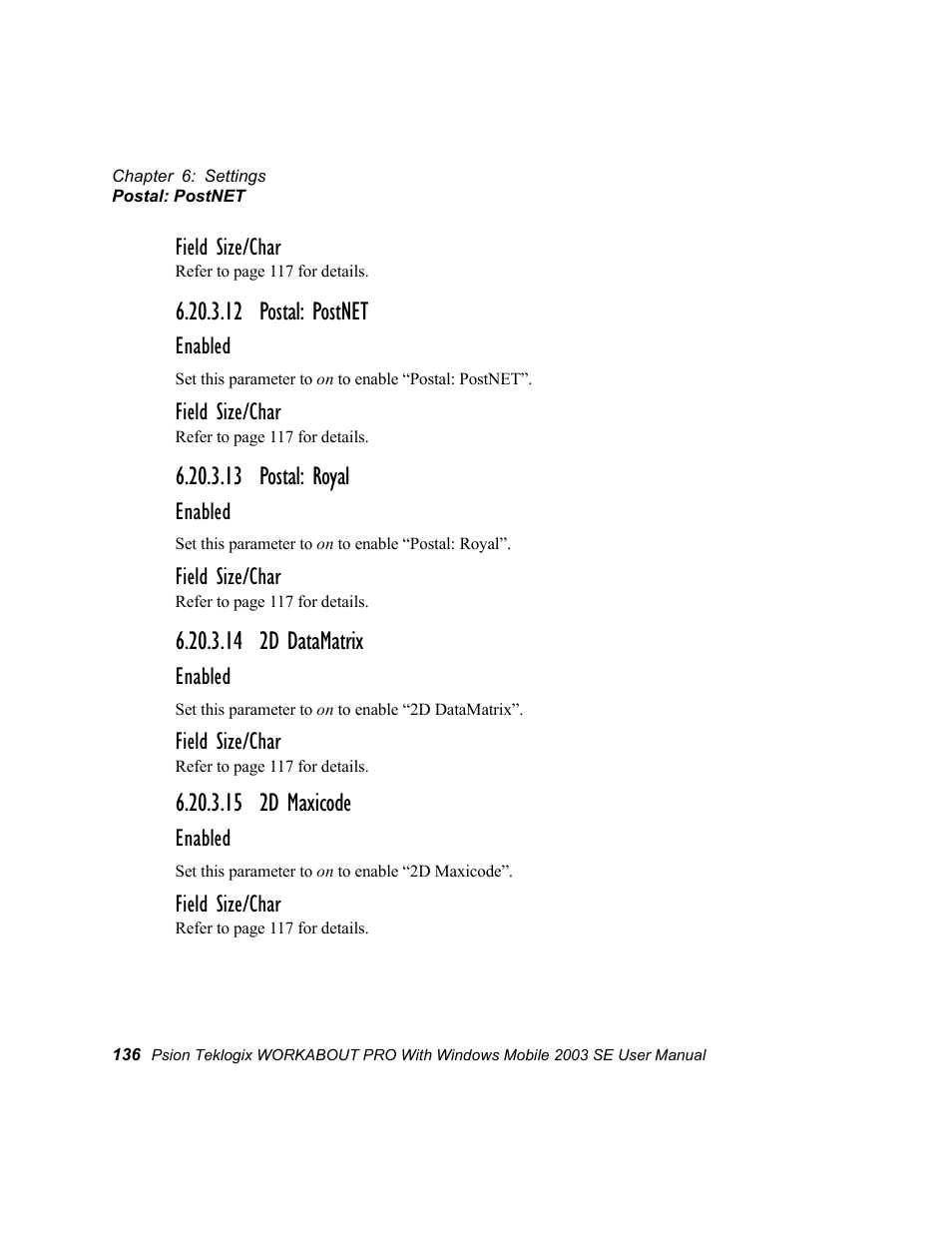 12 postal: postnet, 13 postal: royal, 14 2d datamatrix | 15 2d maxicode | Psion Teklogix Schnellstart- Anleitung 7525 User Manual | Page 166 / 364