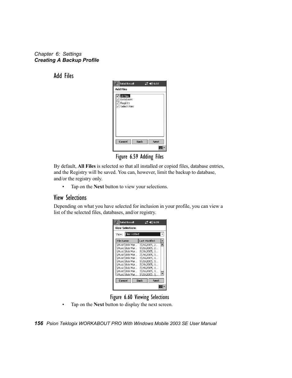 Add files, View selections | Psion Teklogix Schnellstart- Anleitung 7525 User Manual | Page 186 / 364