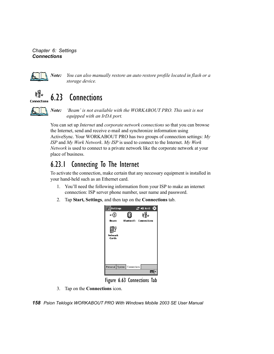 23 connections, 1 connecting to the internet | Psion Teklogix Schnellstart- Anleitung 7525 User Manual | Page 188 / 364