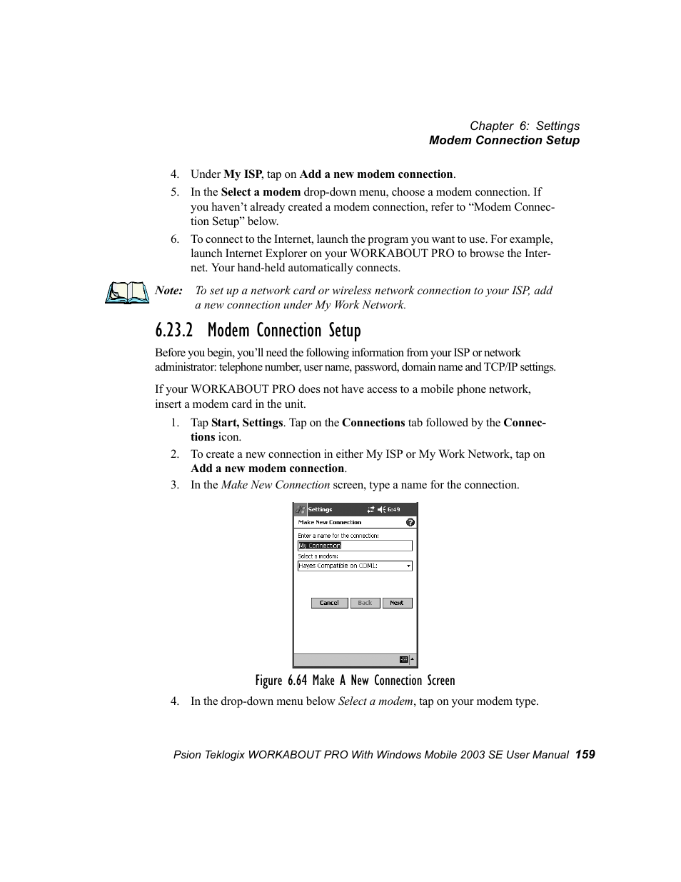2 modem connection setup | Psion Teklogix Schnellstart- Anleitung 7525 User Manual | Page 189 / 364