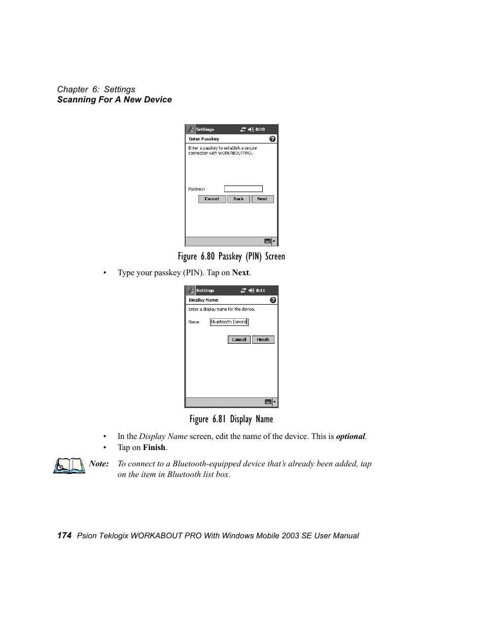 Figure 6.80 passkey (pin) screen, Figure 6.81 display name | Psion Teklogix Schnellstart- Anleitung 7525 User Manual | Page 204 / 364