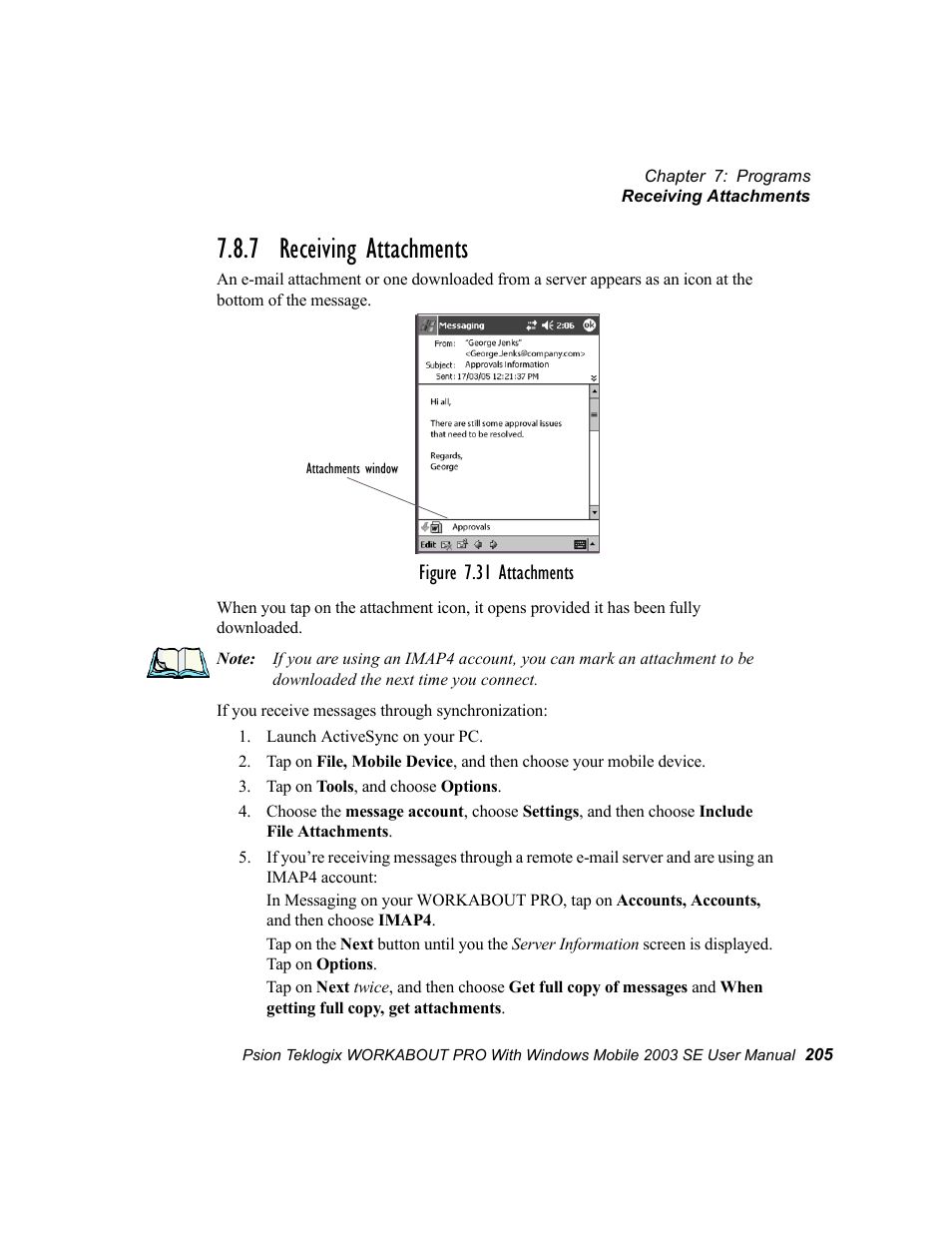 7 receiving attachments | Psion Teklogix Schnellstart- Anleitung 7525 User Manual | Page 235 / 364