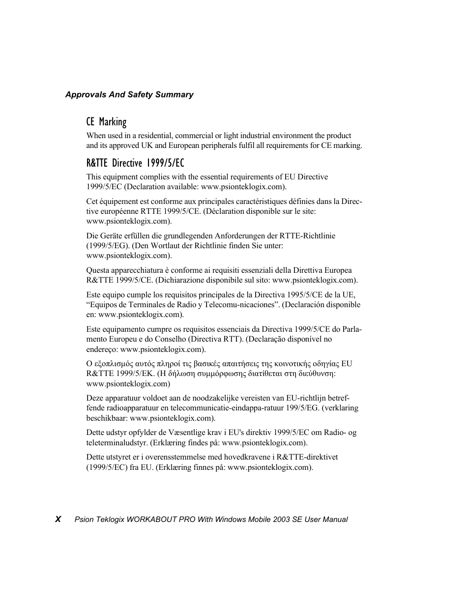 Ce marking | Psion Teklogix Schnellstart- Anleitung 7525 User Manual | Page 24 / 364